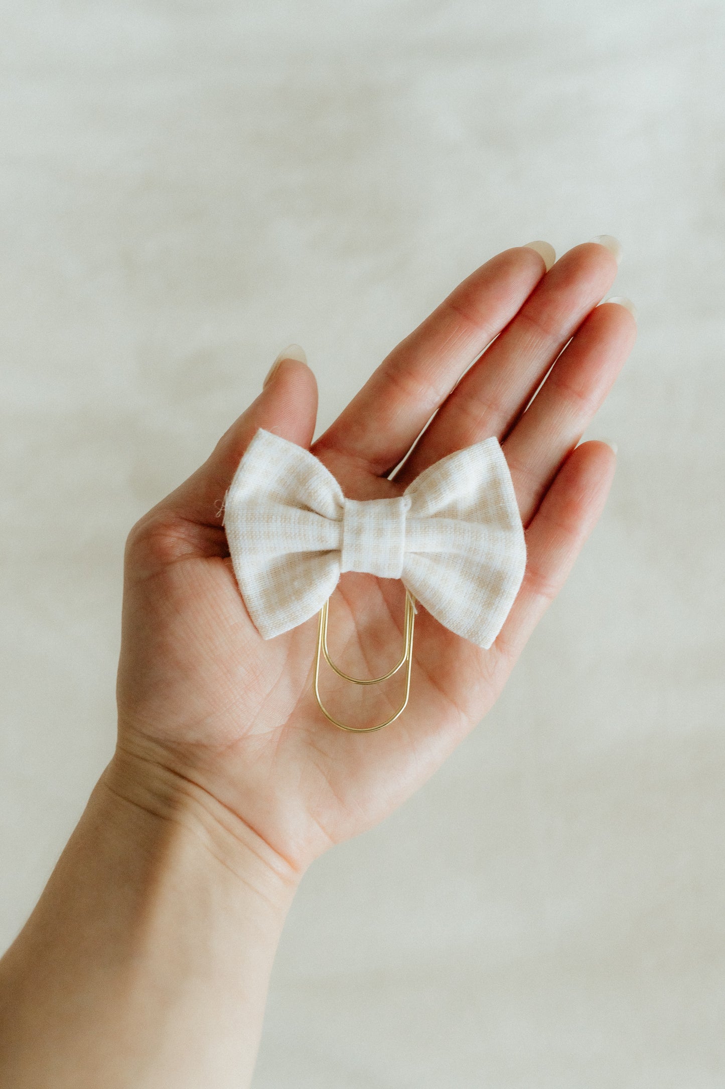 Cotton Bow Bookmark - Checkered Cream