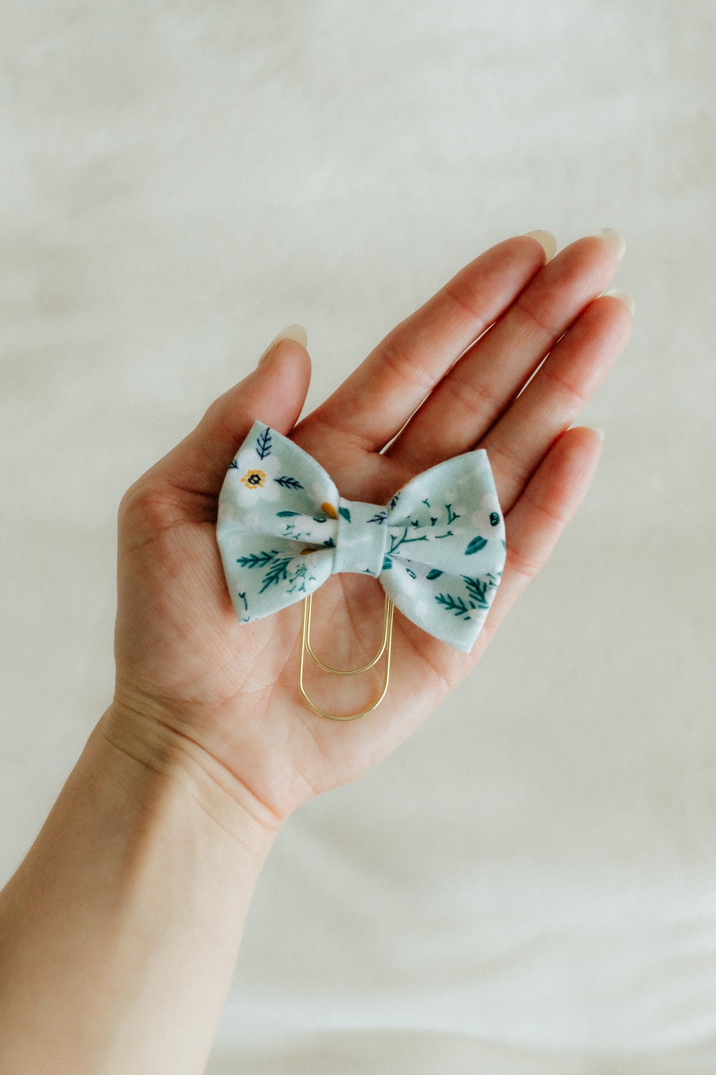 Cotton Bow Bookmark - Blue Floral