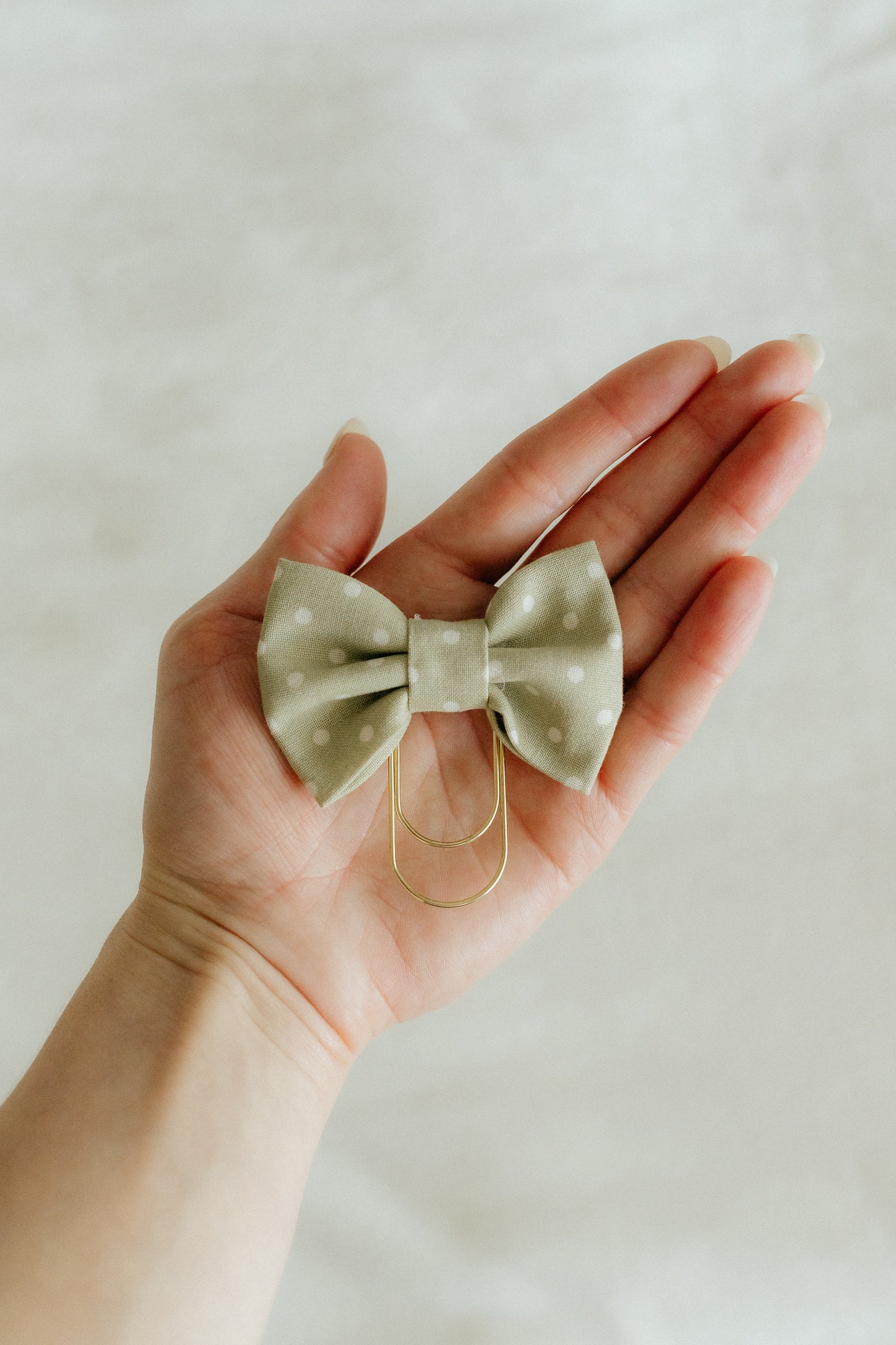 Cotton Bow Bookmark - Sage Polka Dot