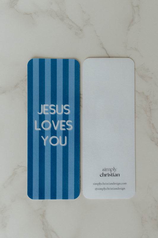 "Jesus Loves You" in Blue - Faith-Inspired Laminated Bookmarks