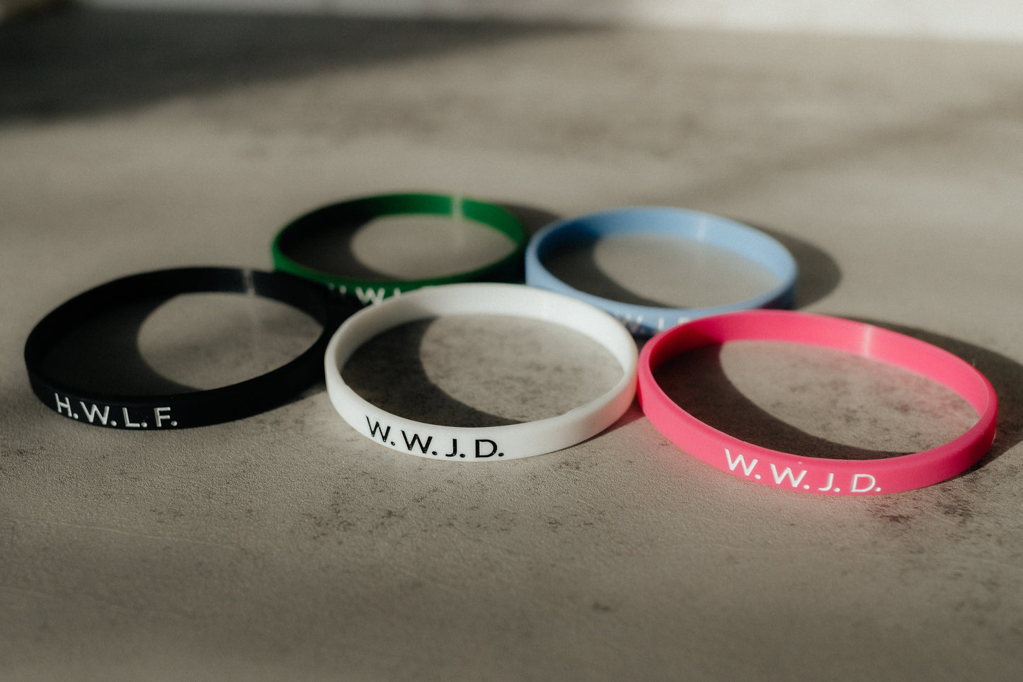 W.W.J.D. + H.W.L.F. - Faith Inspired Wristbands Available in 5 Colors