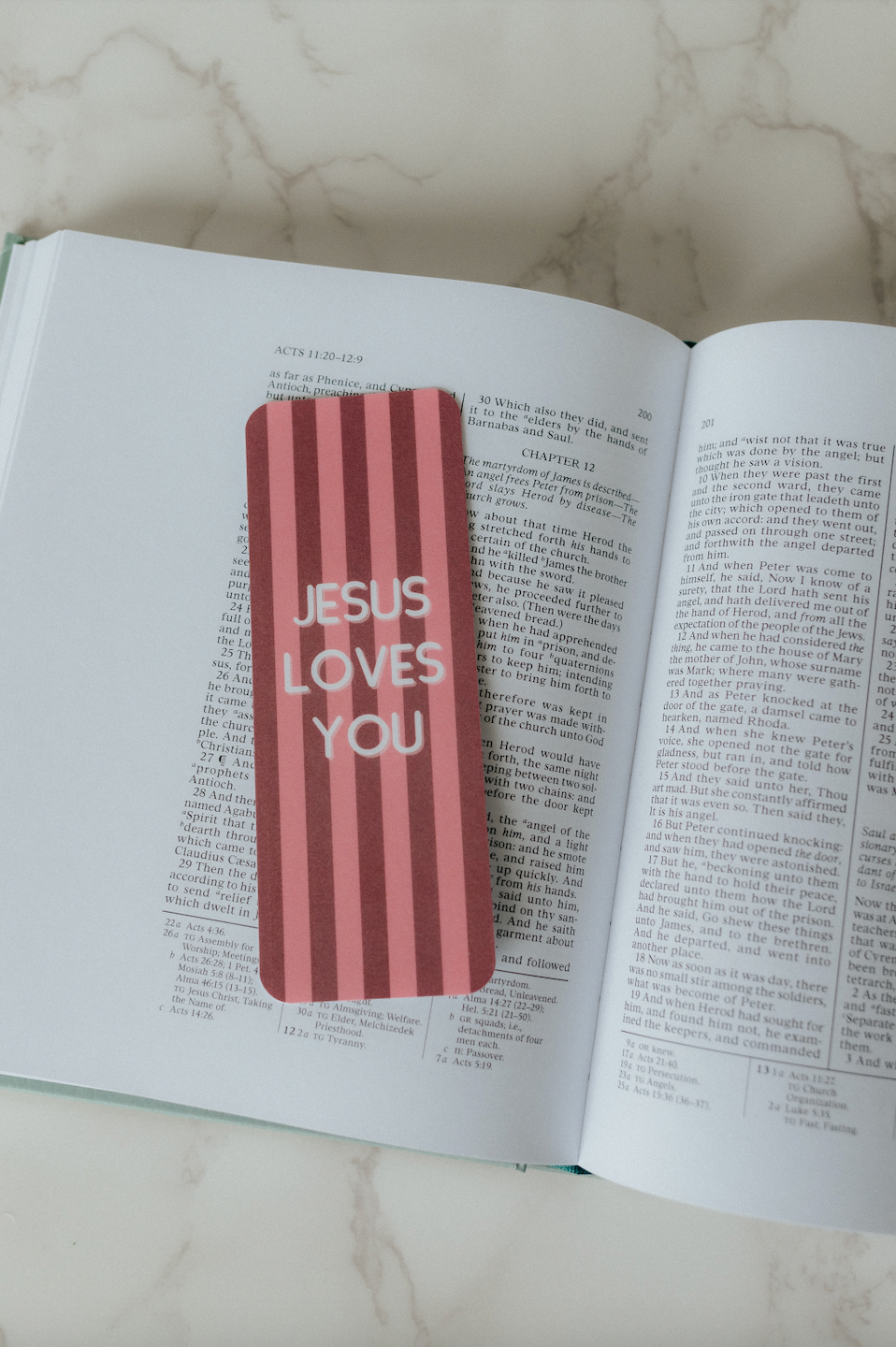 "Jesus Loves You" in Pink - Faith-Inspired Laminated Bookmarks