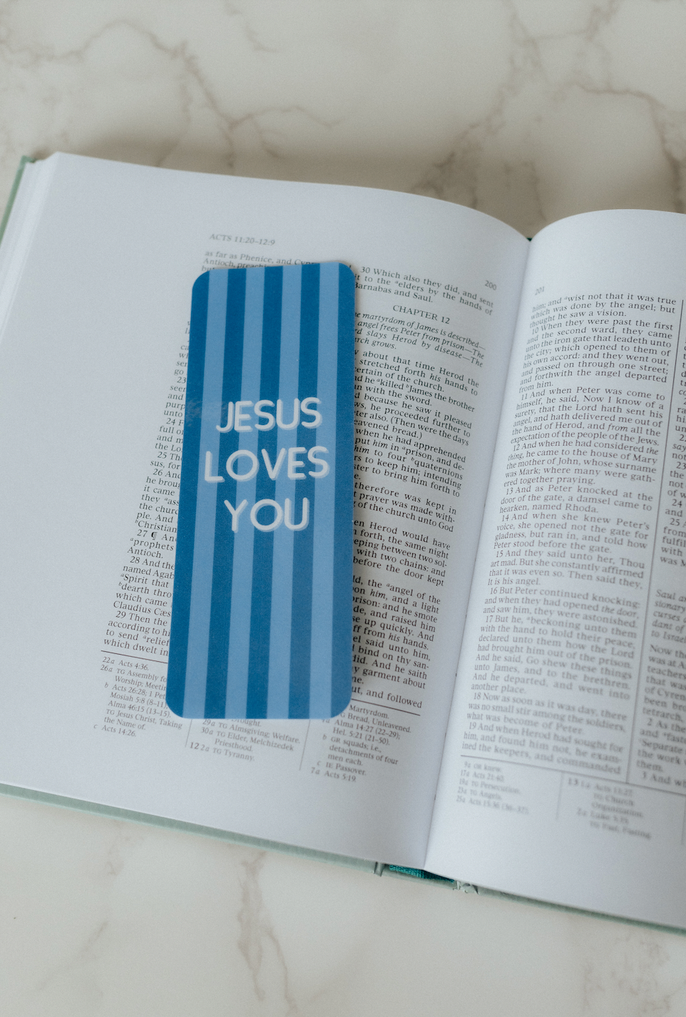 "Jesus Loves You" in Blue - Faith-Inspired Laminated Bookmarks