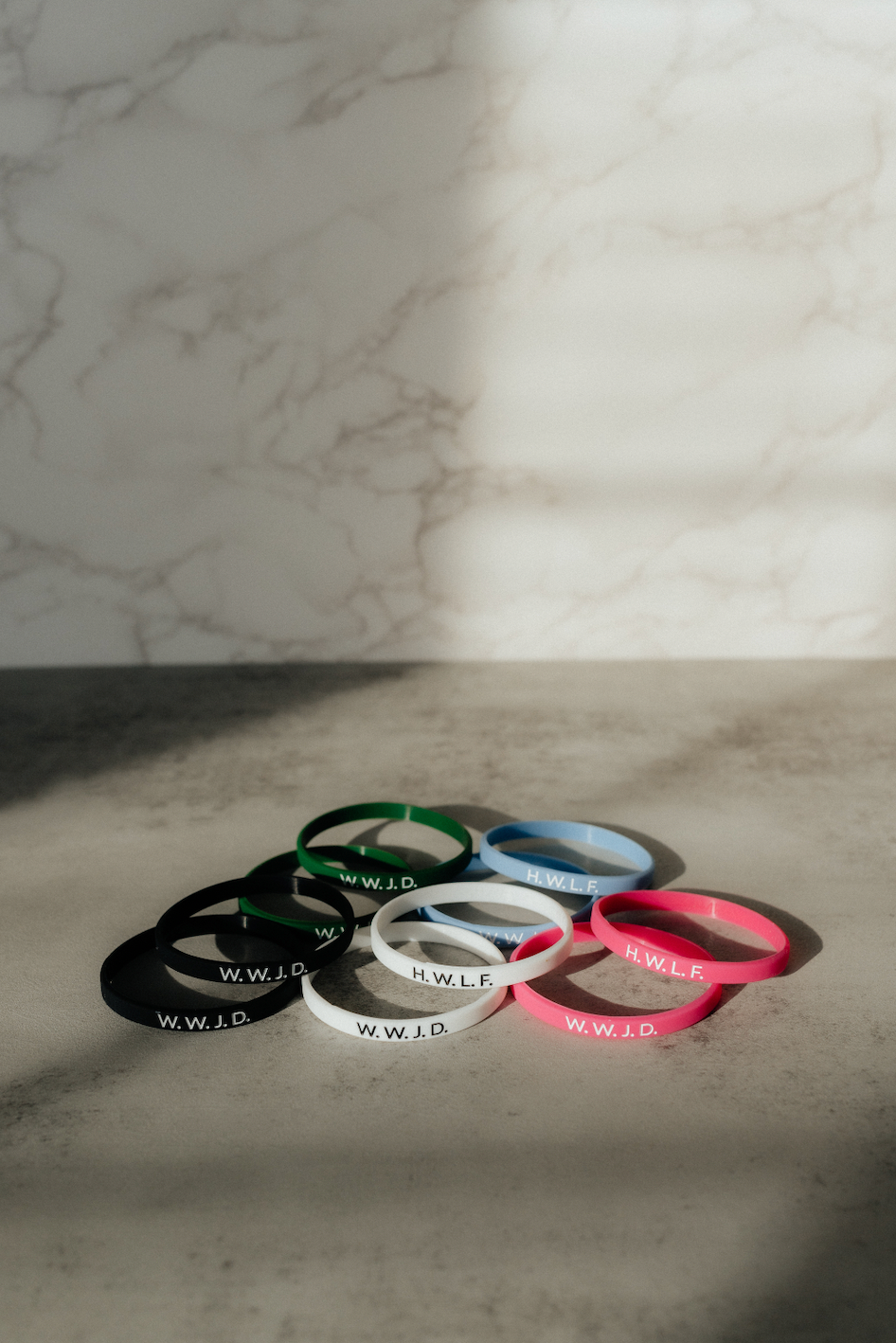 W.W.J.D. + H.W.L.F. - Faith Inspired Wristbands Available in 5 Colors