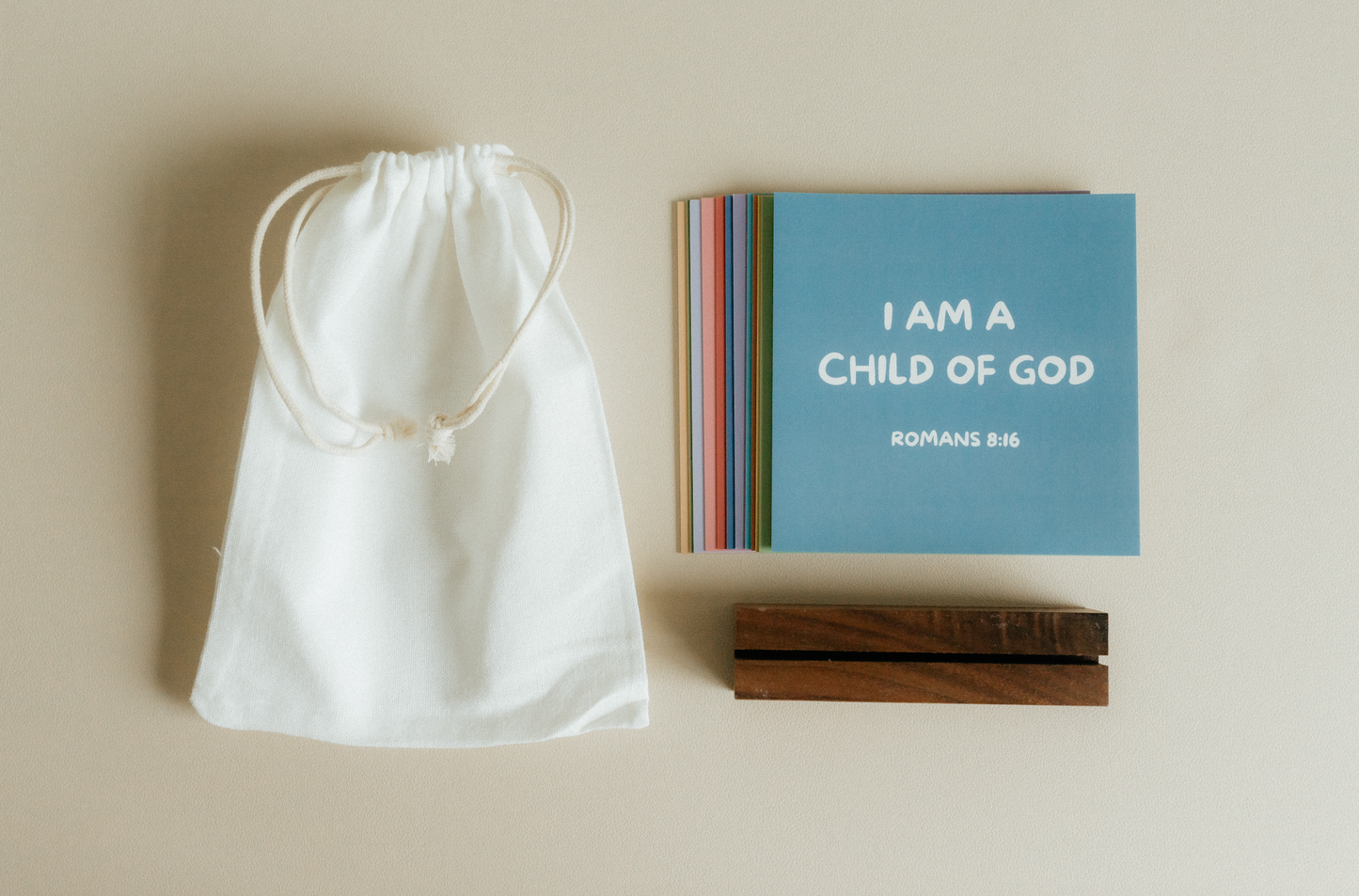 Kids Affirmations, 12 Uplifting Scripture Cards With Wood Stand, Christian Gift