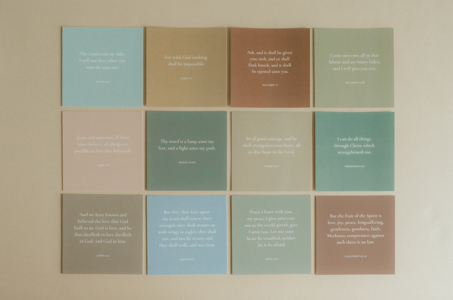 Earth Tones, 12 Uplifting Scripture Cards With Wood Stand, Christian Gift