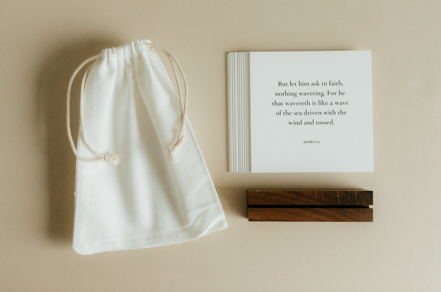 Minimalist, 12 Uplifting Scripture Cards With Wood Stand, Christian Gift