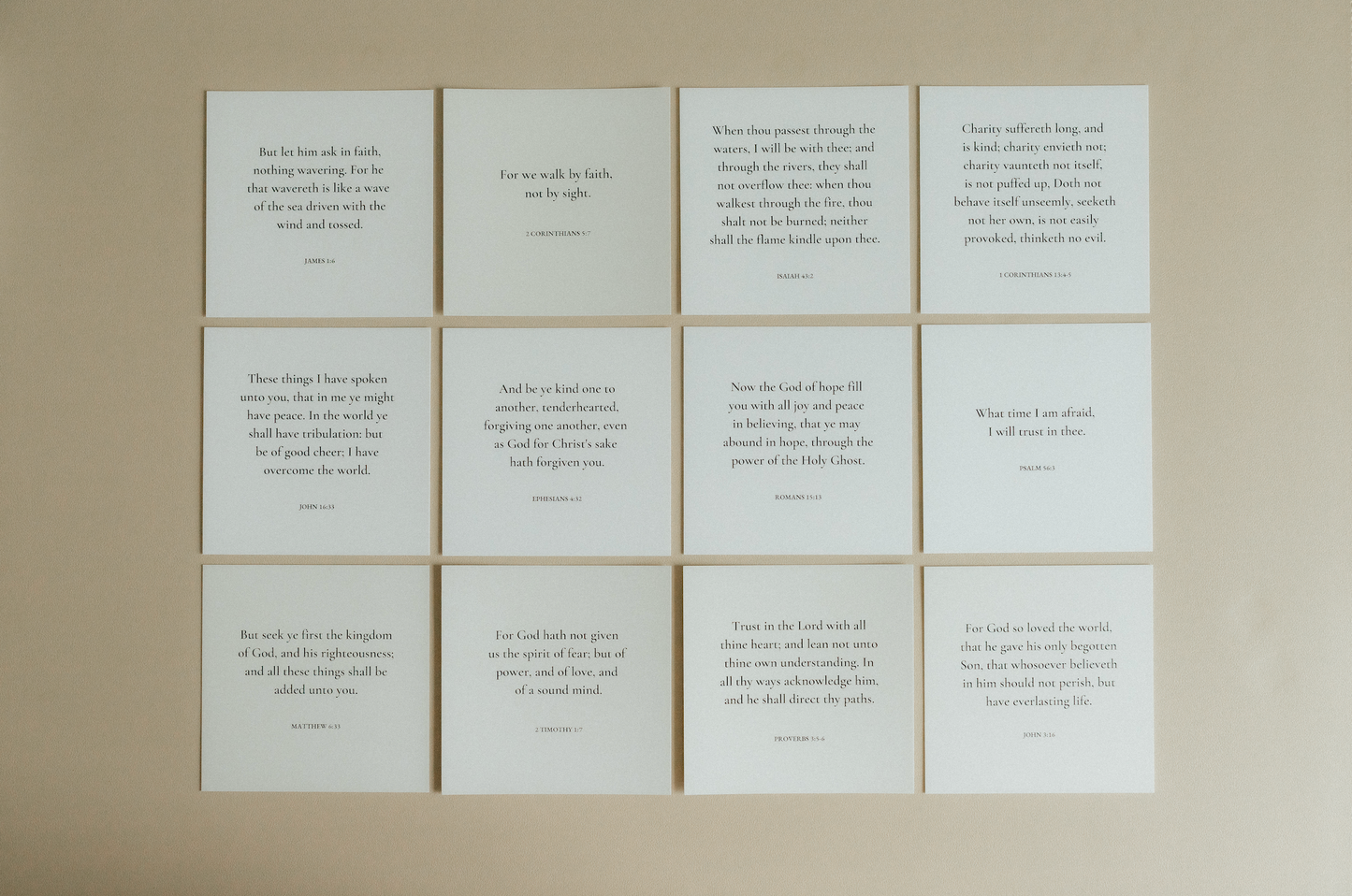 Minimalist, 12 Uplifting Scripture Cards With Wood Stand, Christian Gift