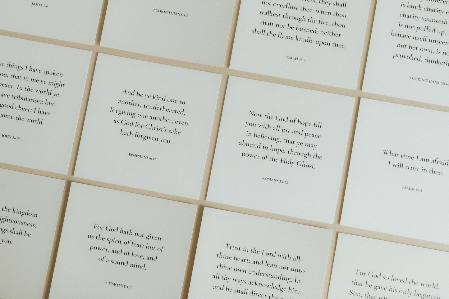 Minimalist, 12 Uplifting Scripture Cards With Wood Stand, Christian Gift
